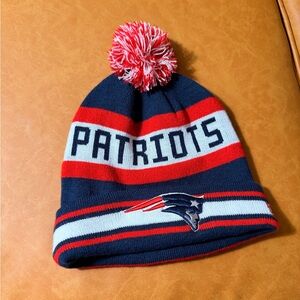 New Era Patriots Navy Red White Pom Beanie